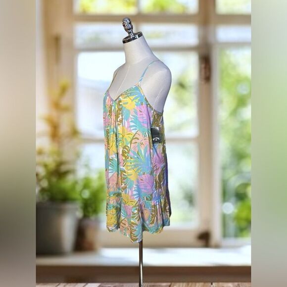 Billabong Women’s Sunny Daze Mini Dress Pink/Peach Floral Dress Size M - Picture 5 of 12